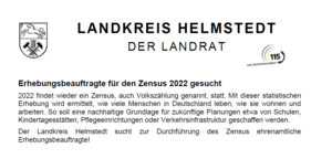 Bild vergr&ouml;&szlig;ern: Screenshot der Stellenausschreibung Erhebungsbeauftragte