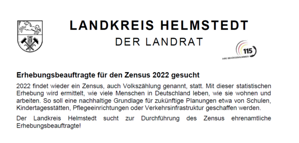 Bild vergr&ouml;&szlig;ern: Screenshot der Stellenausschreibung Erhebungsbeauftragte