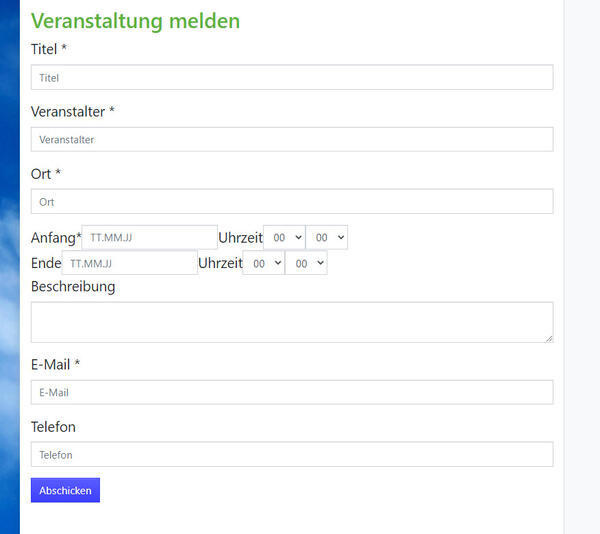 Bild vergr&ouml;&szlig;ern: Foto: (© Gemeinde Lehre) Die Internetseite der Gemeinde Lehre verfügt nun über die Möglichkeit Veranstaltungen extern zu melden. So sieht es dann auf der Homepage aus.