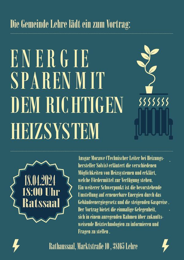 Bild vergr&ouml;&szlig;ern: Bild(© Gemeinde Lehre): Im Vortrag geht es darum. wie man mit modernen Heizsystemen Energie einsparen kann.