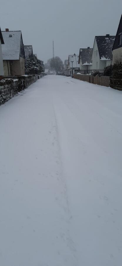 Bild vergr&ouml;&szlig;ern: Foto (Gemeinde Lehre): Schneemassen auf einer Straße in Lehre.