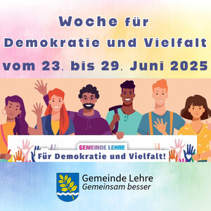 Bild vergr&ouml;&szlig;ern: Titelbild mit Banner der Woche für Demokratie und Vielfalt 2025