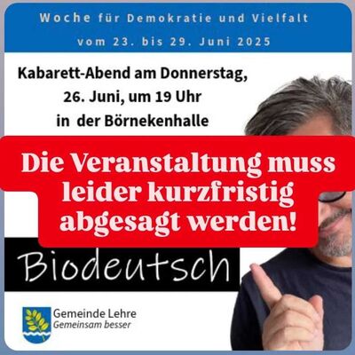 Bild vergr&ouml;&szlig;ern: Der Kabarett-Abend in der Börnekenhalle wird kurzfristig abgesagt.