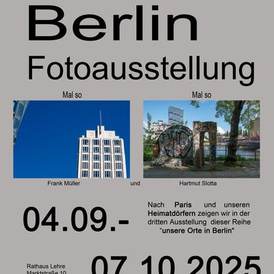 Die Fotoausstellung ist während der Öffnungszeiten des Rathauses in Lehre kostenlos zu besichtigen.