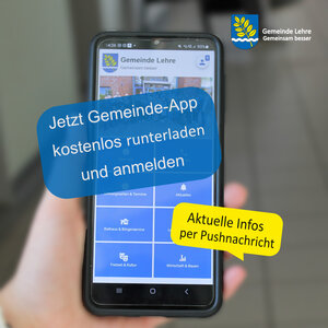 Bild vergr&ouml;&szlig;ern: Die App der Gemeinde Lehre bietet Informationen schnell, kompakt und direkt aufs Smartphone.