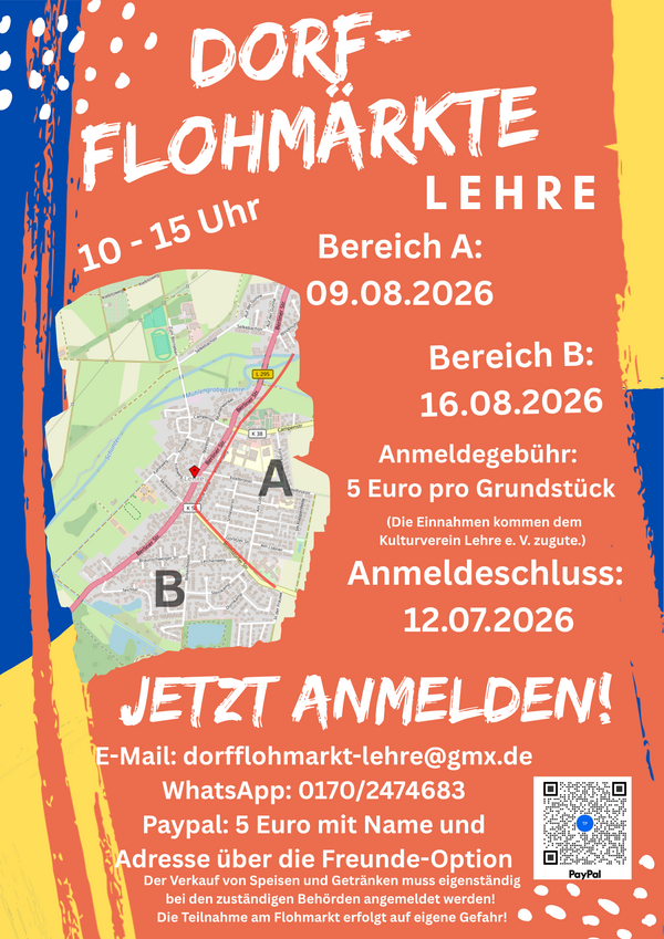 Bild vergr&ouml;&szlig;ern: Das Plakat zu den Dorf-Flochmärkten in Lehre.