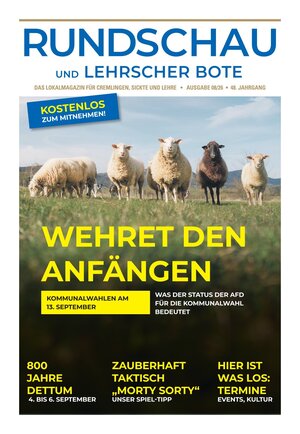 Bild vergr&ouml;&szlig;ern: Titelblatt der Augustausgabe der Gemeindezeitung Rundschau.