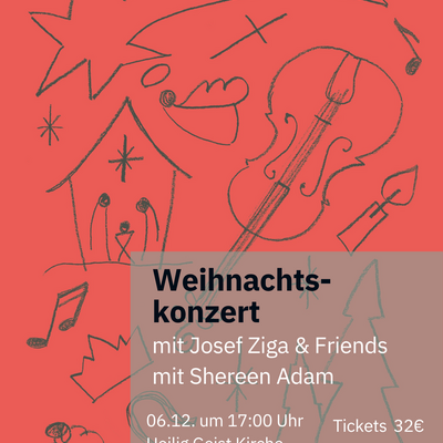 Plakat für das Weihnachtskonzert "A Christmas Carol" mit Josef & Friends featuring Shereen Adam