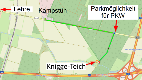 Bild vergr&ouml;&szlig;ern: Anfahrt Knigge-Teich