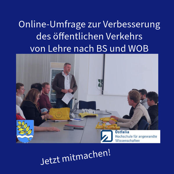 Bild vergr&ouml;&szlig;ern: Foto(Gemeinde Lehre): Kürzlich besuchte die Studierendengruppe Gemeindebürgermeister Andreas Busch und stellte ihm das Projekt vor.