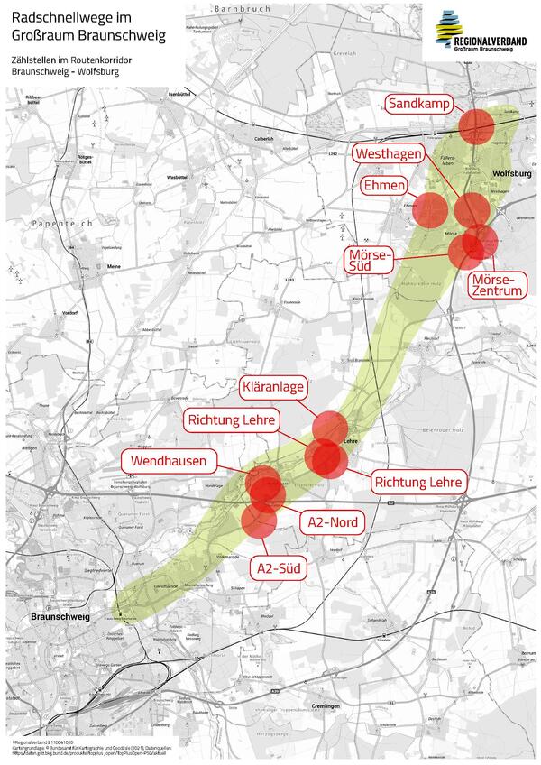 Bild vergr&ouml;&szlig;ern: Bild: (© Regionalverband Großraum Braunschweig) Radverkehrszählungen in Dibbesdorf, Gemeinde Lehre und der Stadt Wolfsburg