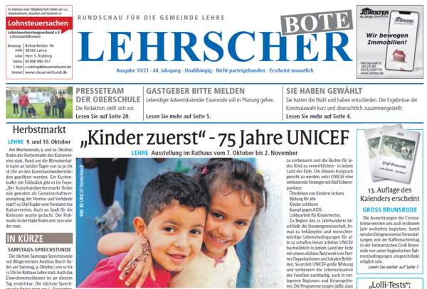 Bild vergr&ouml;&szlig;ern: Die Titelseite des Oktober-Boten (Screenshot).