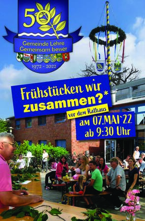 Bild vergr&ouml;&szlig;ern: Foto (Quelle: Gemeinde Lehre, schuetzenswert.de): 2018 fand das erste offene Frühstück rund ums Rathaus statt, rund 100 Menschen nahmen teil.