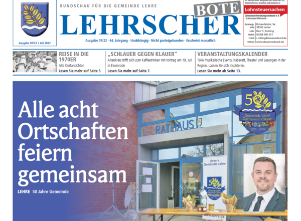 Bild vergr&ouml;&szlig;ern: Die Titelseite des Juli-Boten (Screenshot).
