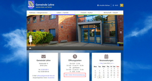 Bild vergr&ouml;&szlig;ern: Foto (© Gemeinde Lehre): Auf der Startseite der Homepage der Gemeinde Lehre ist das Online-Terminbuchungsportal im weiß hinterlegten Kasten „Öffnungszeiten“ zu finden.